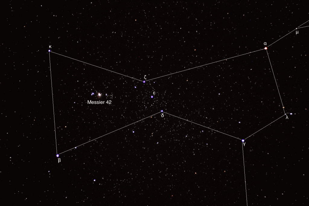 Constelación de Orión el Cazador desde Cabo Rojo, Puerto Rico. (Crédito: Observatorio Guajataca)