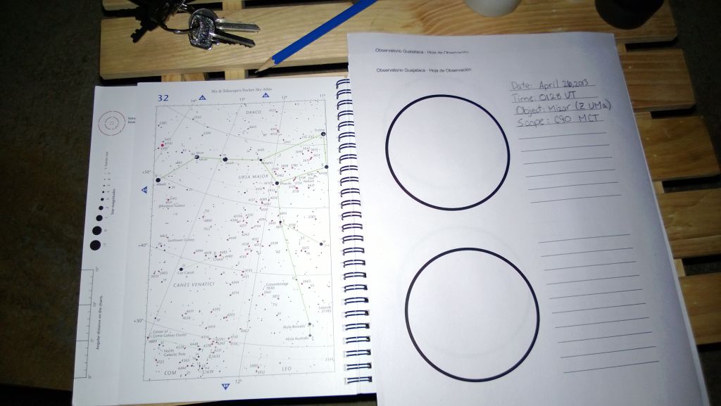 Creando bocetos del campo visual durante la observación de estrellas dobles.