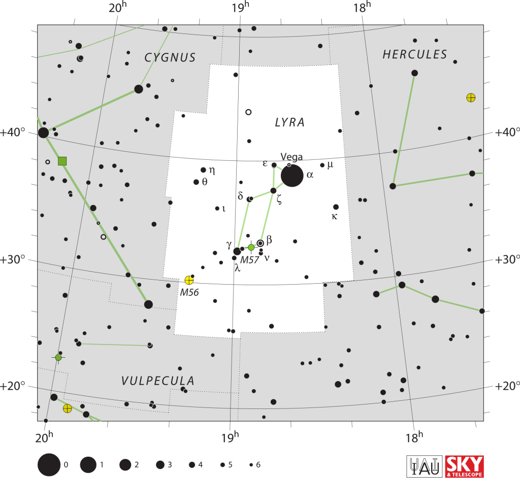 Mapa estelar de la constelación de Lira (Wikipedia)