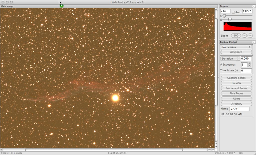 "Stack" de la imagen de NGC 6960.