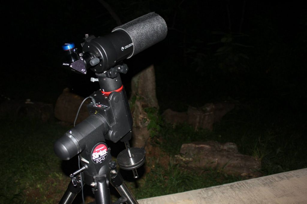 Telescopio C90 montado en una Sirius EQ-G.