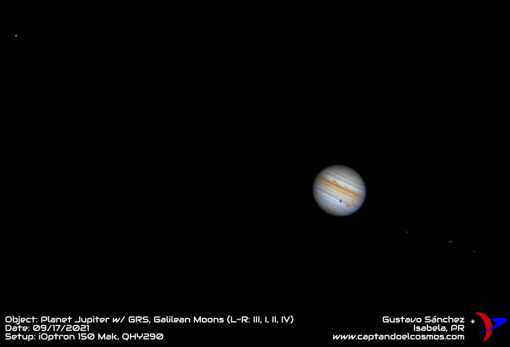 Júpiter, la Gran Mancha Roja, y Lunas Galileanas
