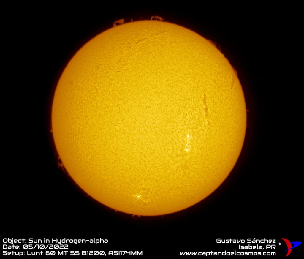 El sol en hidrógeno alfa, 10-mayo-2022