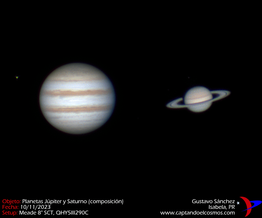 Planetas Júpiter y Saturno, 11 de octubre de 2023