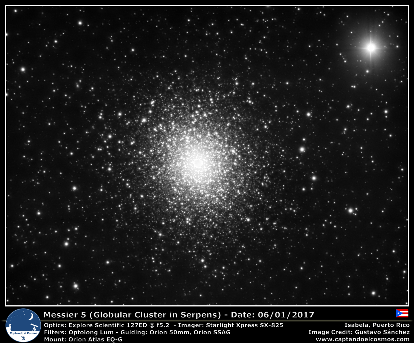 Messier 5. Crédito: Gustavo Sánchez.