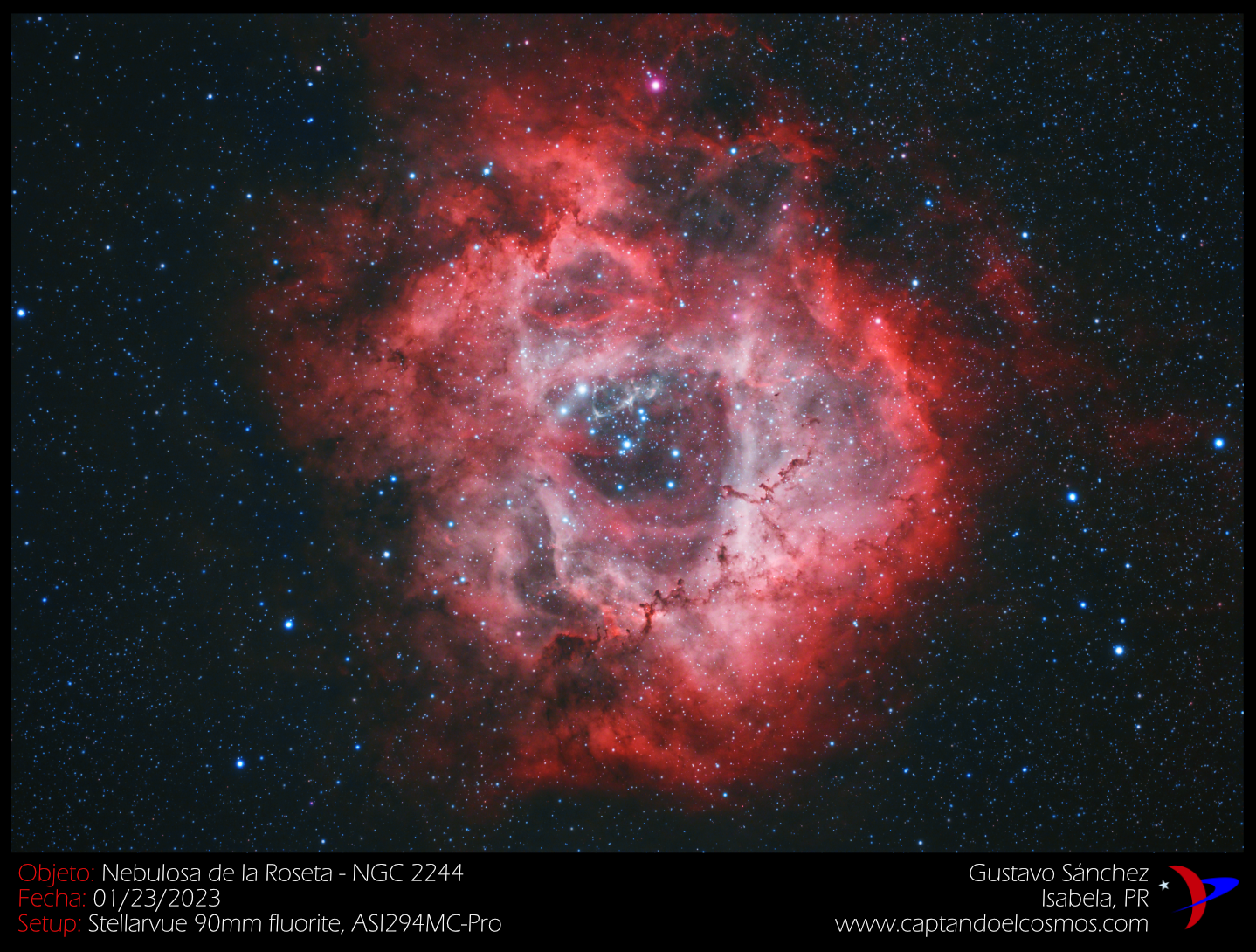 Nebulosa de la Roseta (NGC 2244). Crédito: Gustavo Sánchez.