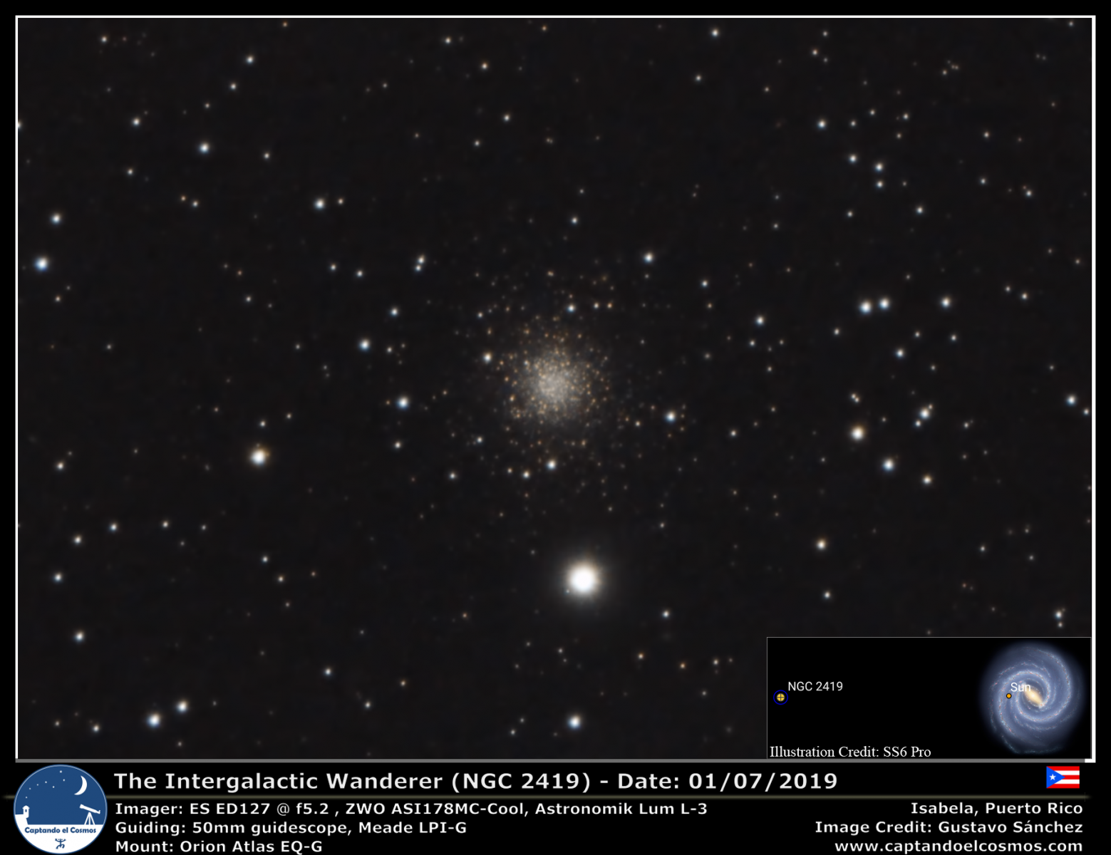 NGC 2419. Crédito: Gustavo Sánchez.