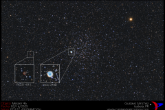 Messier 46 y sus nebulosas planetarias. Crédito: Gustavo Sánchez.