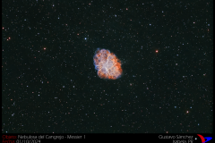 Messier 1: Nebulosa del Cangrejo. Crédito: Gustavo Sánchez