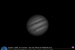 Júpiter con su Gran Mancha Roja y el tránsito de su luna Io. Crédito: Gustavo Sánchez