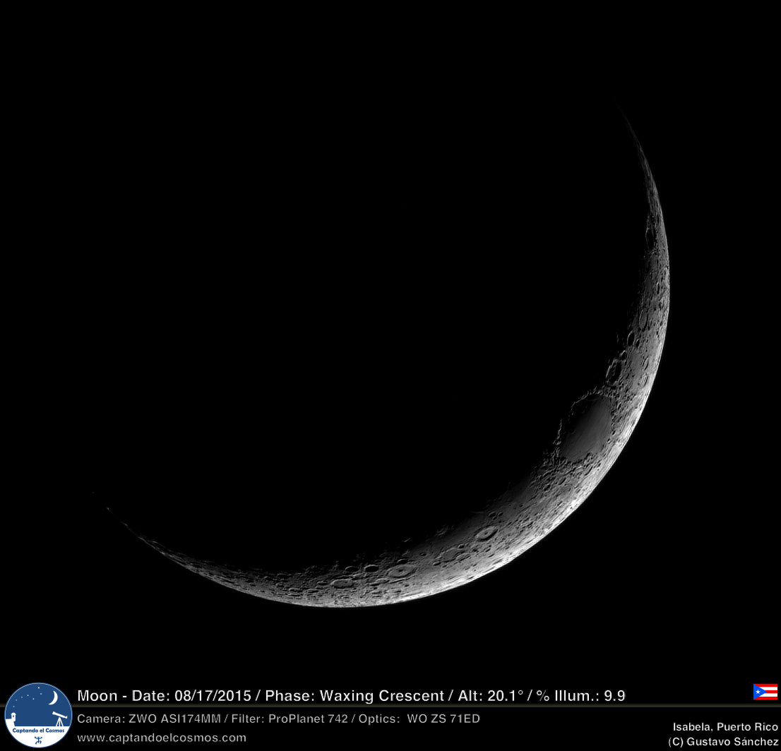 Luna Creciente. Crédito: Gustavo Sánchez/Captando el Cosmos.