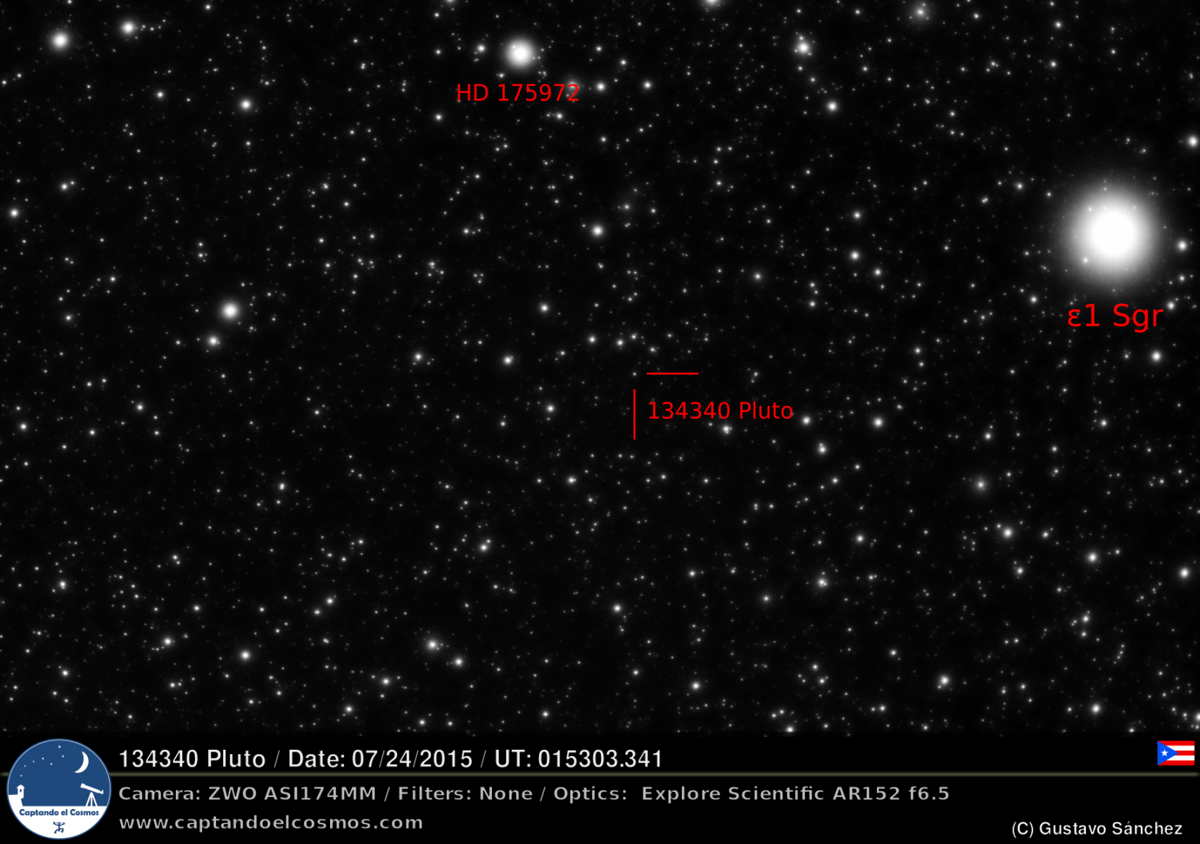 Planeta enano 134340 Plutón. Crédito: Gustavo Sánchez/Captando el Cosmos.