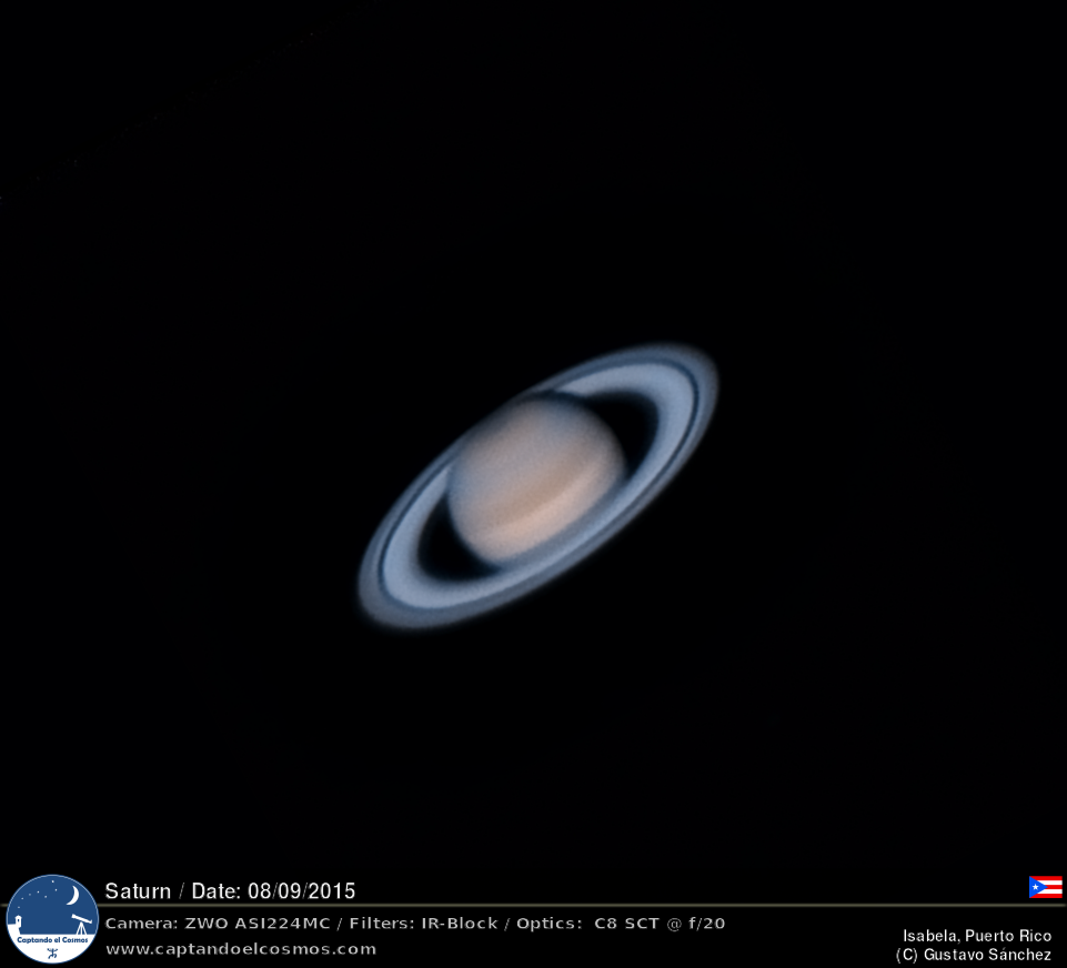 Saturno, Drizzle 1.5x. Crédito: Gustavo Sánchez/Captando el Cosmos.