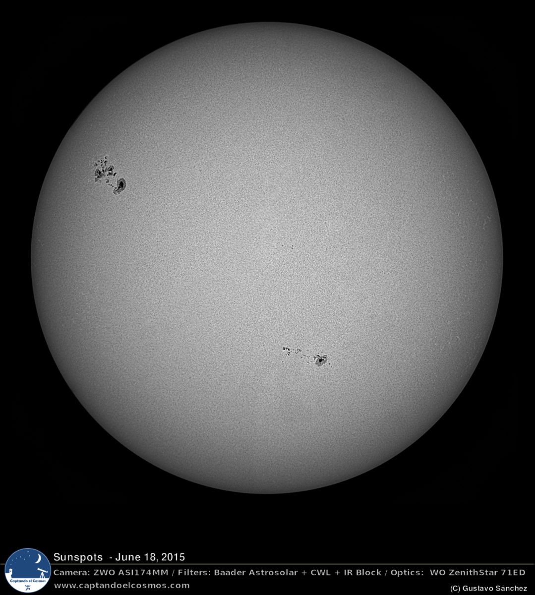 Imagen del sol con sus manchas solares. Crédito: Gustavo Sánchez/Captando el Cosmos.