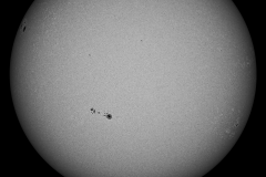 Disco solar visto a través de un filtro de 540nm, en versión monocromática en blanco y negro. Crédito: Gustavo Sánchez/Captando el Cosmos