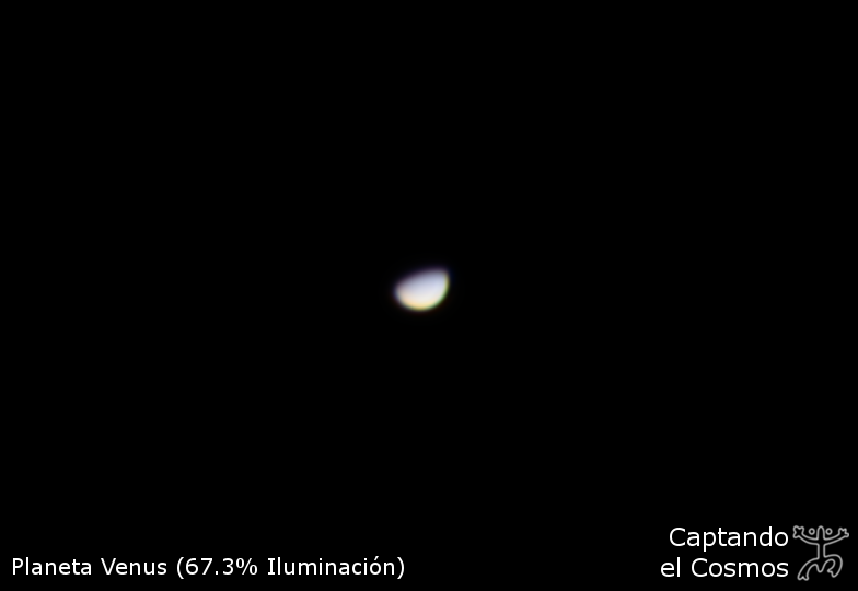Venus tomado con un telescopio C90 y una Canon 550D. Crédito: Gustavo Sánchez/Captando el Cosmos.